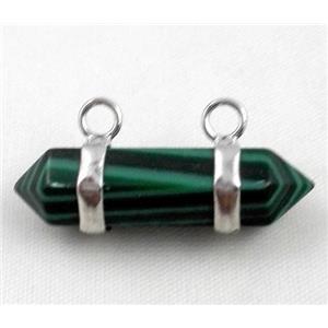 malachite pendant with 2-holes, bullet, approx 10-30mm