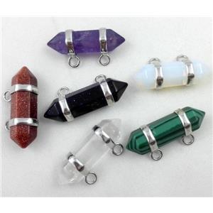 mixed gemstone pendant with 2-holes, bullet, approx 10-30mm