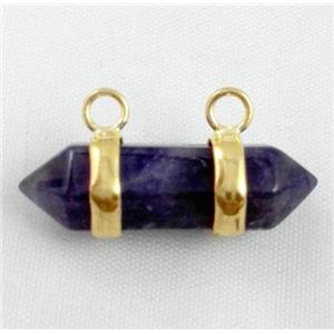 Amethyst pendant with 2-holes, bullet, approx 10-30mm