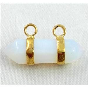 white opalite pendant with 2-holes, bullet, approx 10-30mm