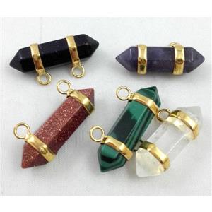 mixed gemstone pendant with 2-holes, bullet, approx 10-30mm