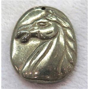 pyrite pendant, horse-head, approx 35-40mm