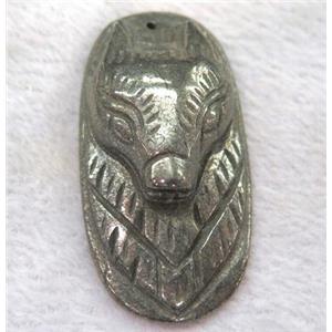 pyrite pendant, wolf-head, approx 30-55mm