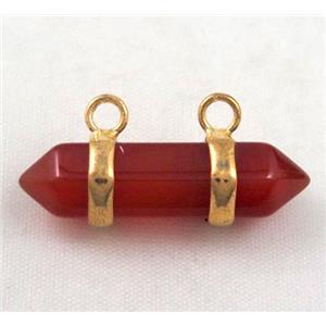 red agate pendant with 2-holes, bullet, approx 10-30mm