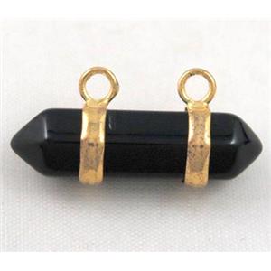 black agate pendant, bullet, approx 10-30mm