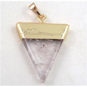 clear quartz pendant, triangle, approx 25-35mm
