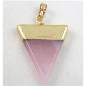 Rose Quartz pendant, triangle, approx 25-35mm