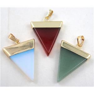 mixed gemstone pendant, triangle, approx 25-35mm