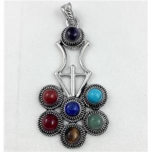 mixed gemstone pendant, approx 35-70mm