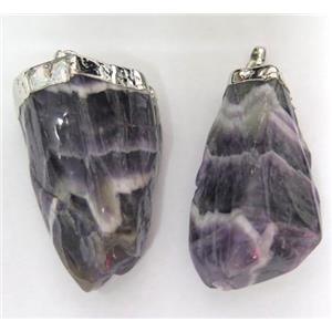 amethyst pendant, freeform, silver plated, approx 15-40mm