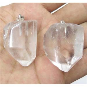 clear quartz pendant, freeform, approx 15-35mm