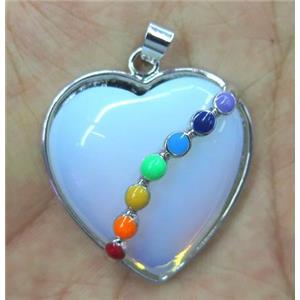 opalite pendant, heart, approx 32mm wide