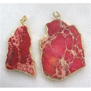 red Sea Sediment pendant, slab, gold plated, approx 20-60mm