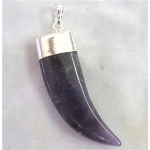 Amethyst horn pendant, purple, approx 12-40mm