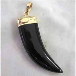 black onyx horn pendant, approx 12-40mm