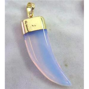 white opalite pendant, horn, approx 12-40mm