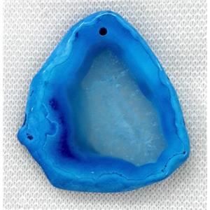 agate slice pendant, freeform, blue, approx 30-70mm