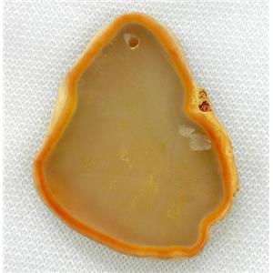 agate pendant, slice, freeform, yellow, approx 30-70mm