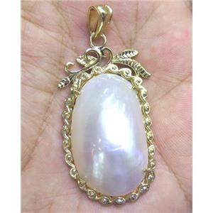 white shell pearl pendant, freeform, approx 20-40mm