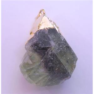 green Fluorite nugget pendant, freeform, approx 15-30mm