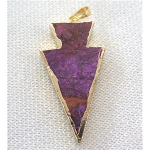 purple Sea Sediment jasper pendant, arrowhead, approx 20-60mm