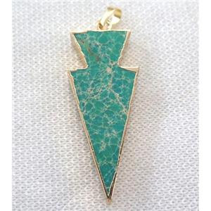 green Sea Sediment jasper pendant, arrowhead, approx 20-60mm