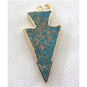 blue Sea Sediment jasper pendant, arrowhead, approx 20-60mm