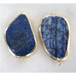 Lapis Lazuli connector, freeform, gold plated, approx 20-40mm