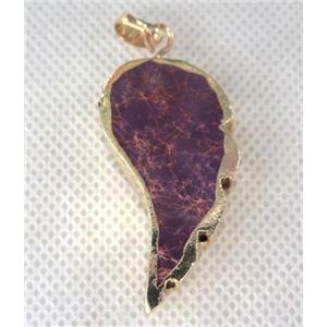 Sea Sediment pendant, angel wing, purple, approx 20-50mm