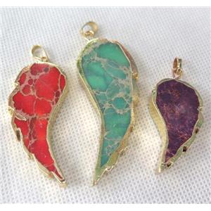 Sea Sediment jasper pendant, angel wing, mixed color, approx 20-50mm