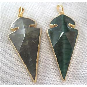 green agate arrowhead pendant, point, approx 30-60mm