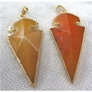orange agate arrowhead pendant, point, approx 30-60mm