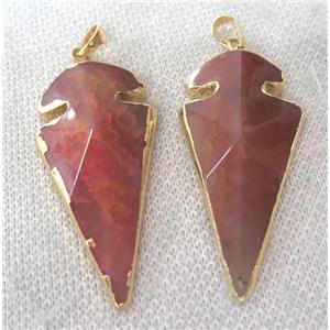 red agate arrowhead pendant, point, approx 30-60mm