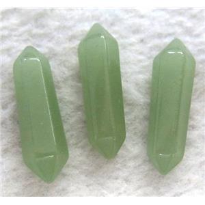 green aventurine bullet charm, no-hole, approx 30mm length