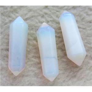 white opalite bullet charm, no-hole, approx 30mm length