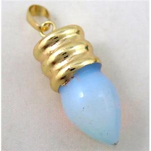 white opalite bullet pendant, gole plated, approx 14-35mm