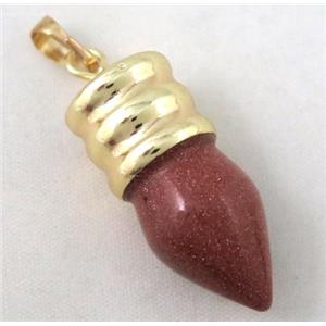 gold sandstone bullet pendant, gole plated, approx 14-35mm
