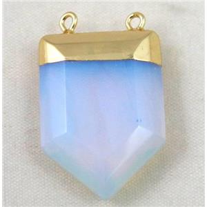 white opalite pendant, bullet, gold plated, approx 20-30mm