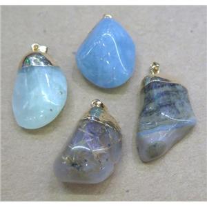 mix gemstone pendant, freeform, approx 15-30mm