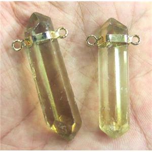golden Smoky Quartz pendant, bullet, approx 30-45mm