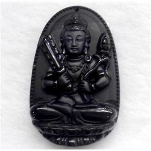 black obsidian buddha pendant, approx 25-45mm