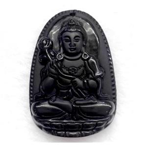 black obsidian pendant, buddha, approx 25-45mm