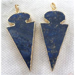 lapis lazuli pendant, arrowhead, gold plated, approx 20-60mm