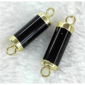 black onyx connector, tube, gold plated, approx 20mm length