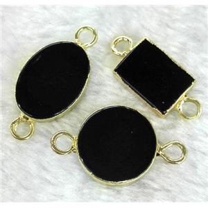 black onyx connector, mixed shapes, approx 12-20mm