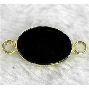 black onyx connector, oval, approx 12-20mm