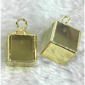 smoky quartz pendant, cube, approx 12x12mm