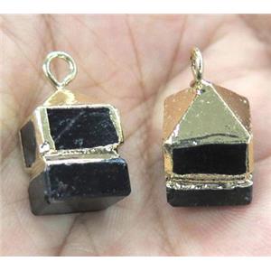 black onyx pendant, cube, approx 12x12mm