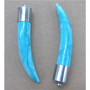 Turquoise Horn Pendant, blue, approx 50mm length