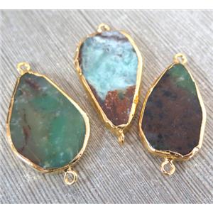 Australian Chrysoprase Connector, gold plated, approx 15-35mm